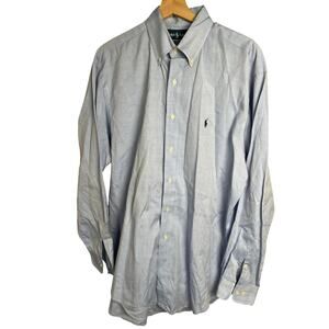 Ralph Lauren Size 16 Button Down 100% Cotton Blue 34/35